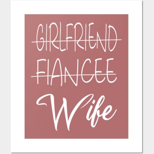 Girlfriend Fiancee Wife Shirt,Just Married Shirt,Wifey Shirt,strikethrough Fiance text design ,Honeymoon Shirt,Christmas Gift for Wife,Cotton Anniversary Posters and Art